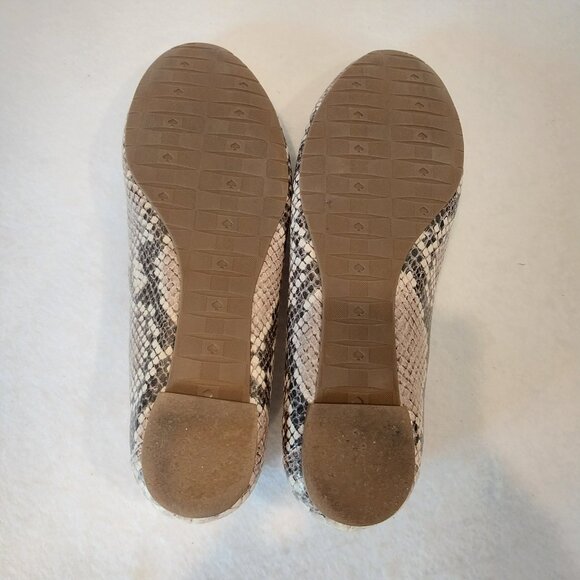 Kate Spade Ballet Flats Shoes Womens 10 Beige Python Embossed Kora Leather Logo - Picture 7 of 11